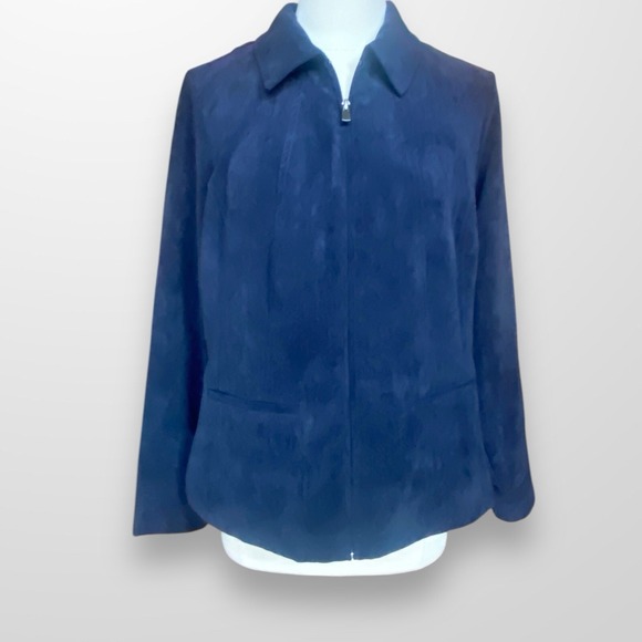 Christopher & Banks Jackets & Blazers - CJ Banks Womens Size X 14W Jacket Lightweight Blue Microfiber Casual NEW